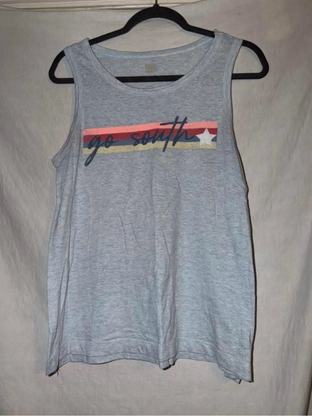 True Craft Light Gray Tank with 'Go South' Stripe Graphic